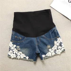 Fashioned Denim Maternity Shorts for Pregnant Women