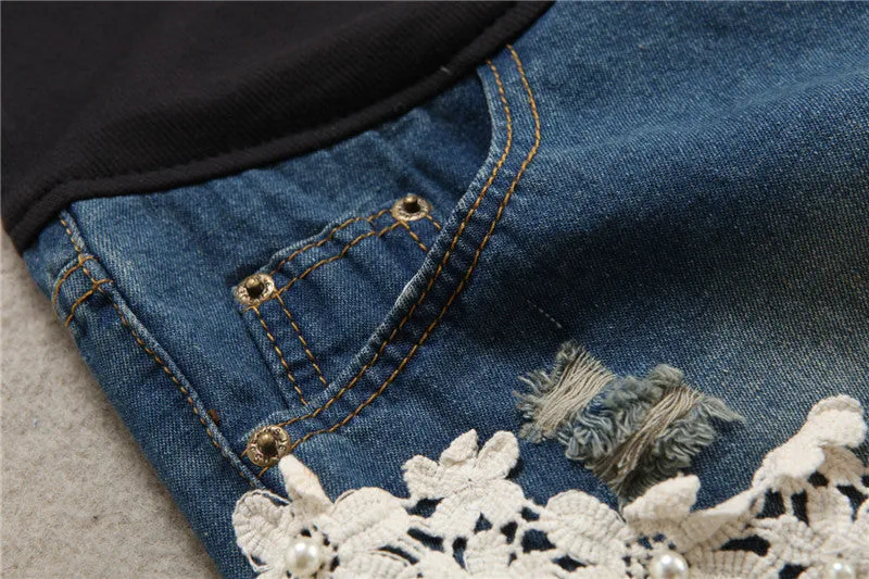 Fashioned Denim Maternity Shorts for Pregnant Women