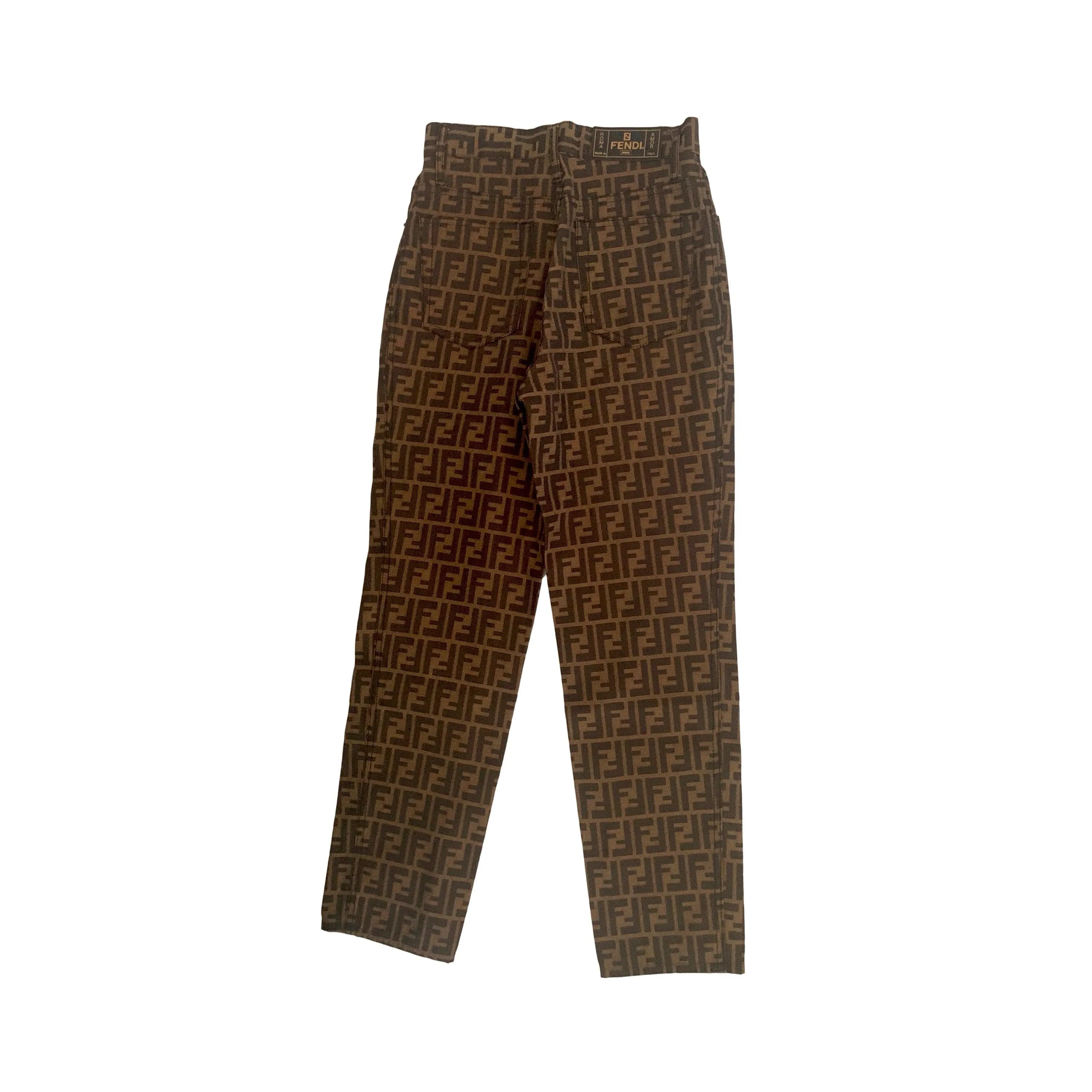 Fendi Brown Zucca Classic Logo Pants