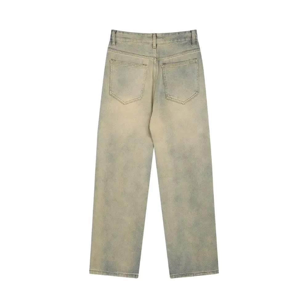 Flame Embroidered Straight-leg Jeans