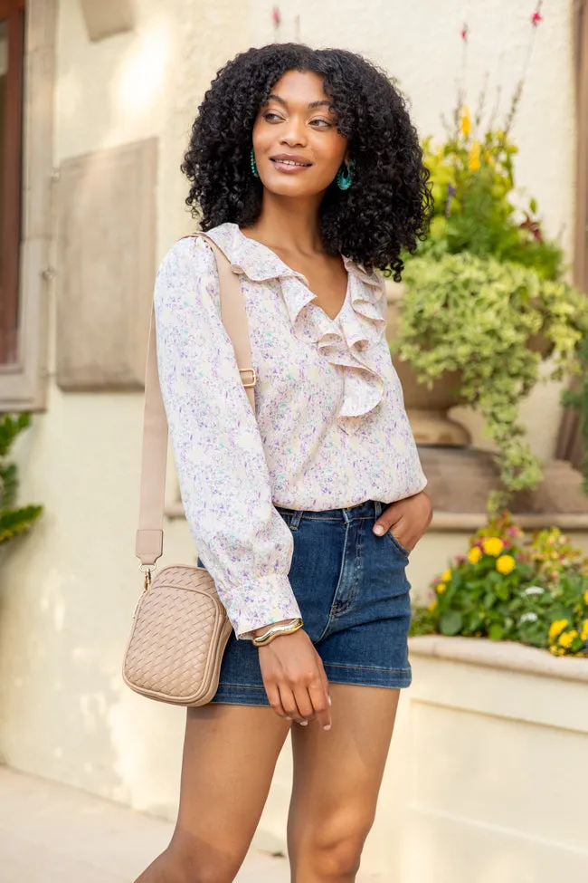 Floral Mirage Ruffle Trim Pastel Blouse SALE