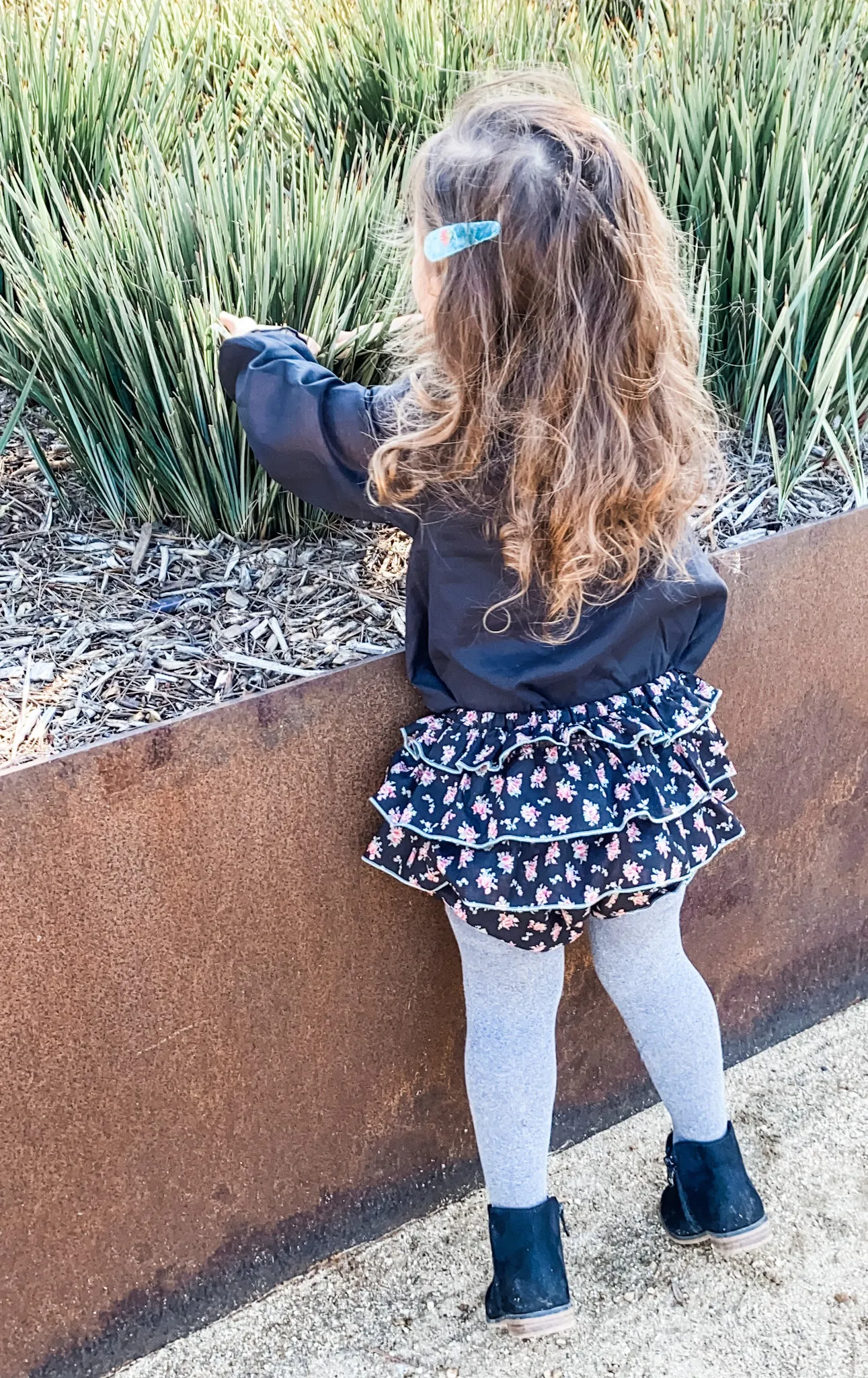 Floral Ruffle Bottom, Ebony Rose