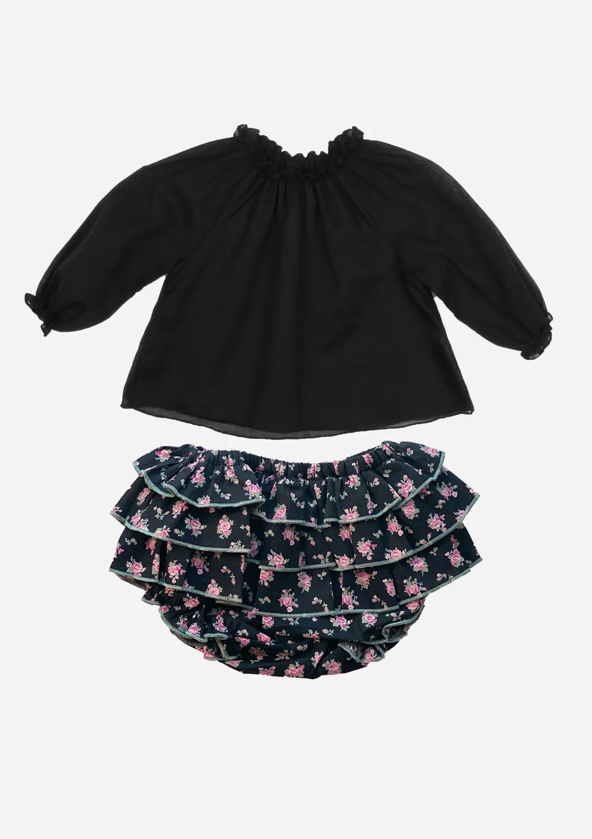 Floral Ruffle Bottom, Ebony Rose