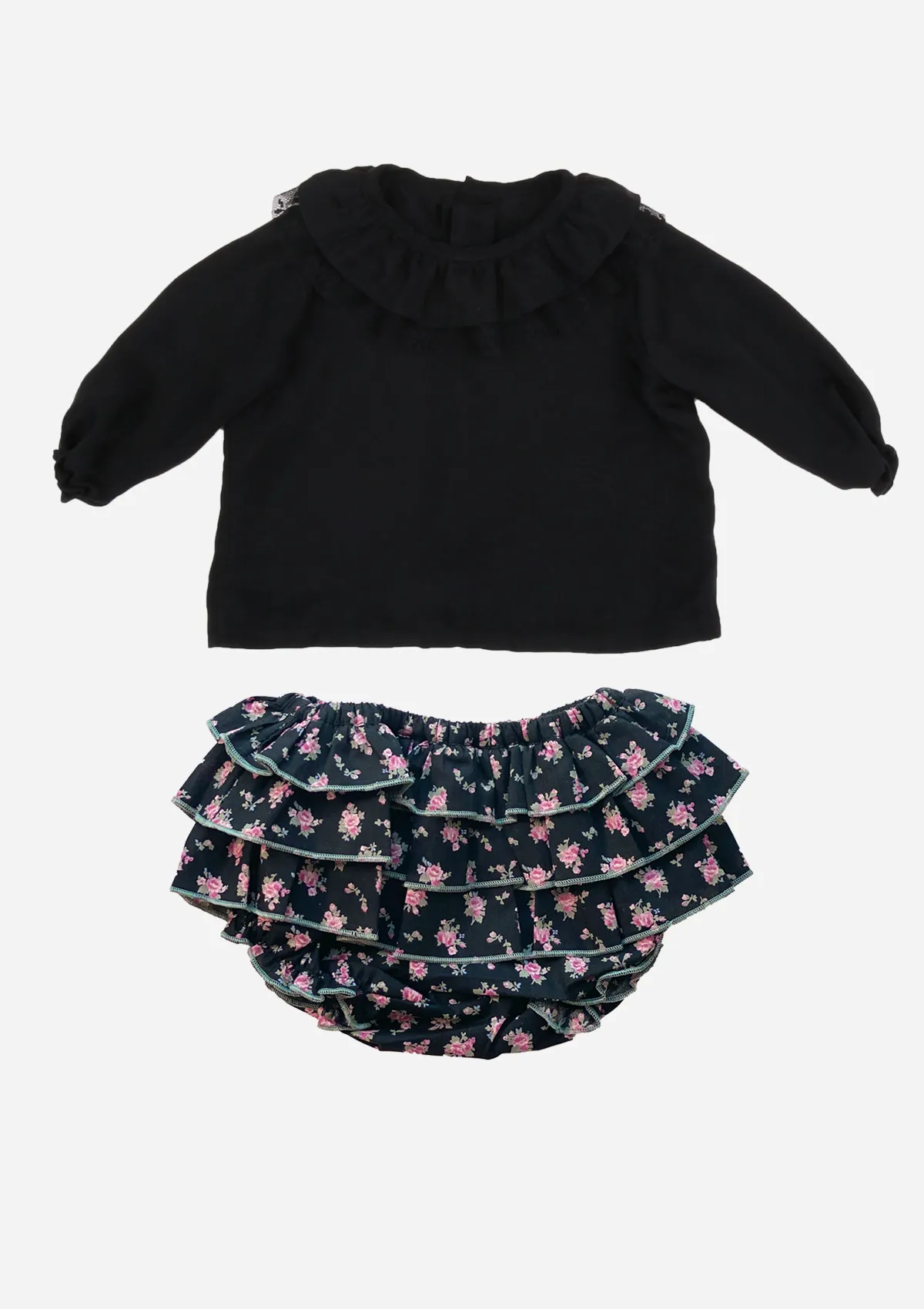 Floral Ruffle Bottom, Ebony Rose
