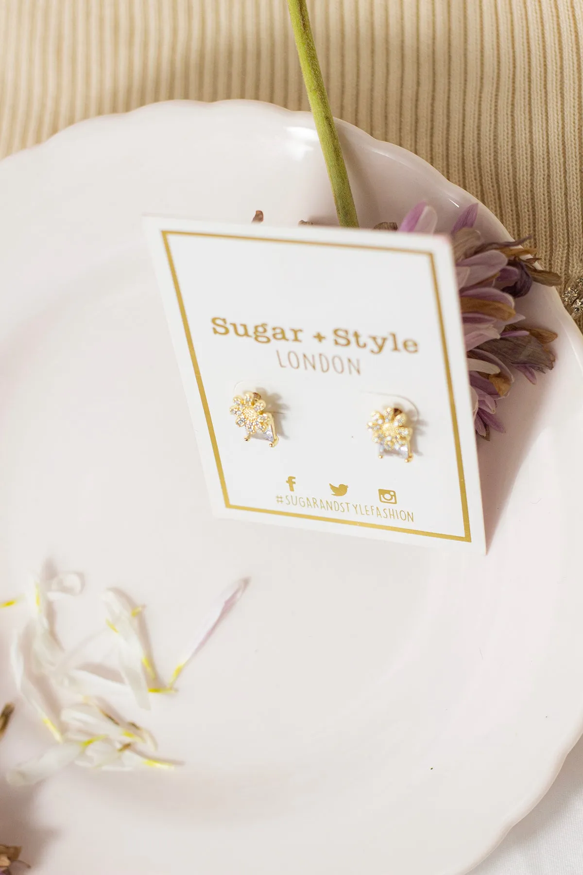 Floral Stud Gem Earrings