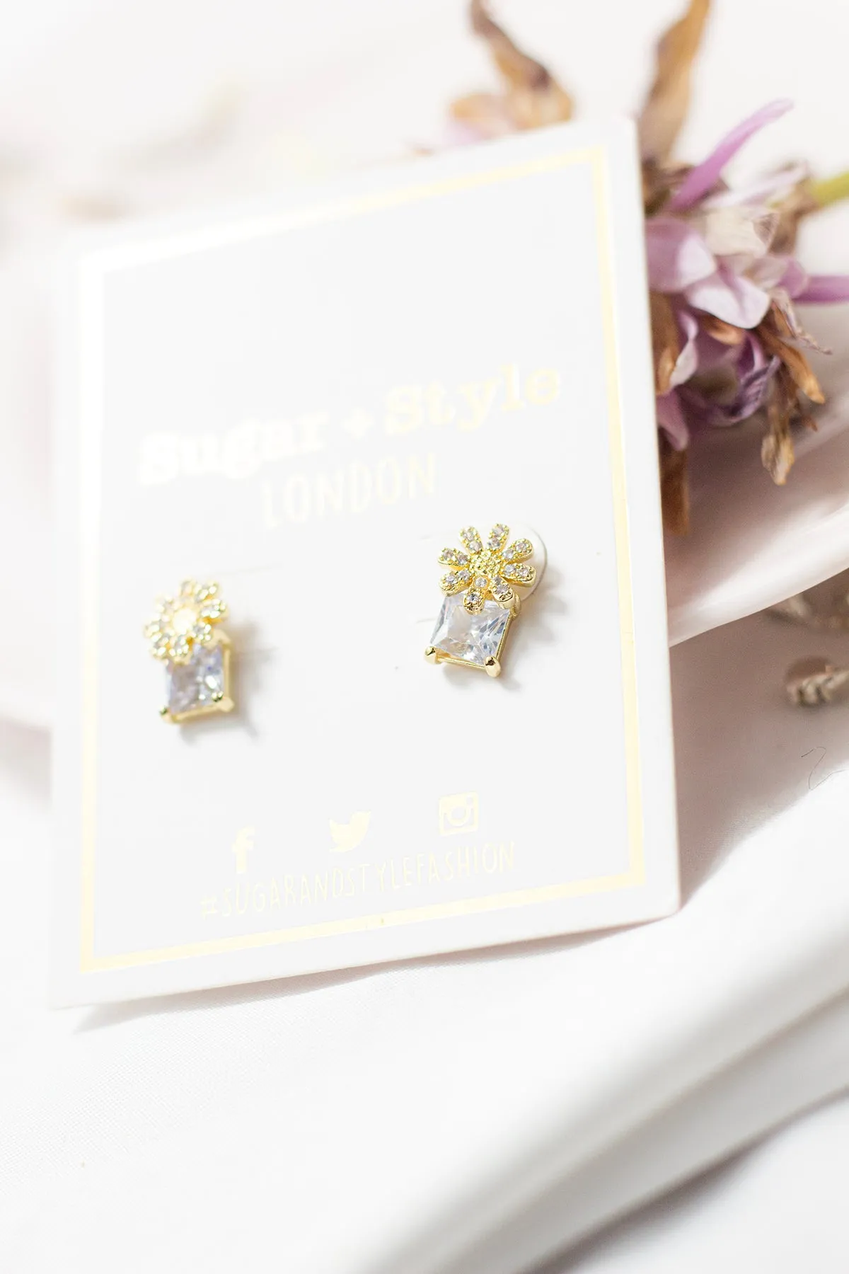 Floral Stud Gem Earrings