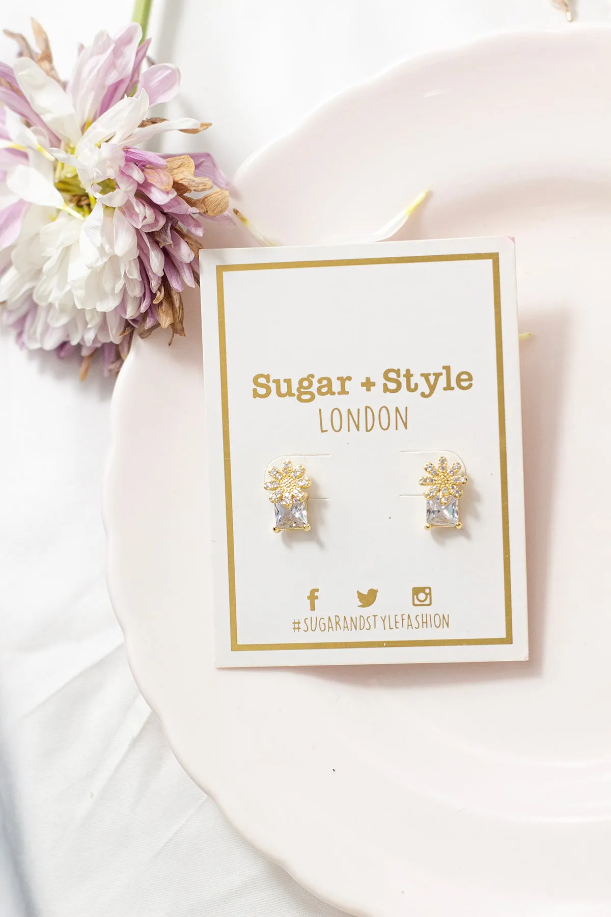 Floral Stud Gem Earrings