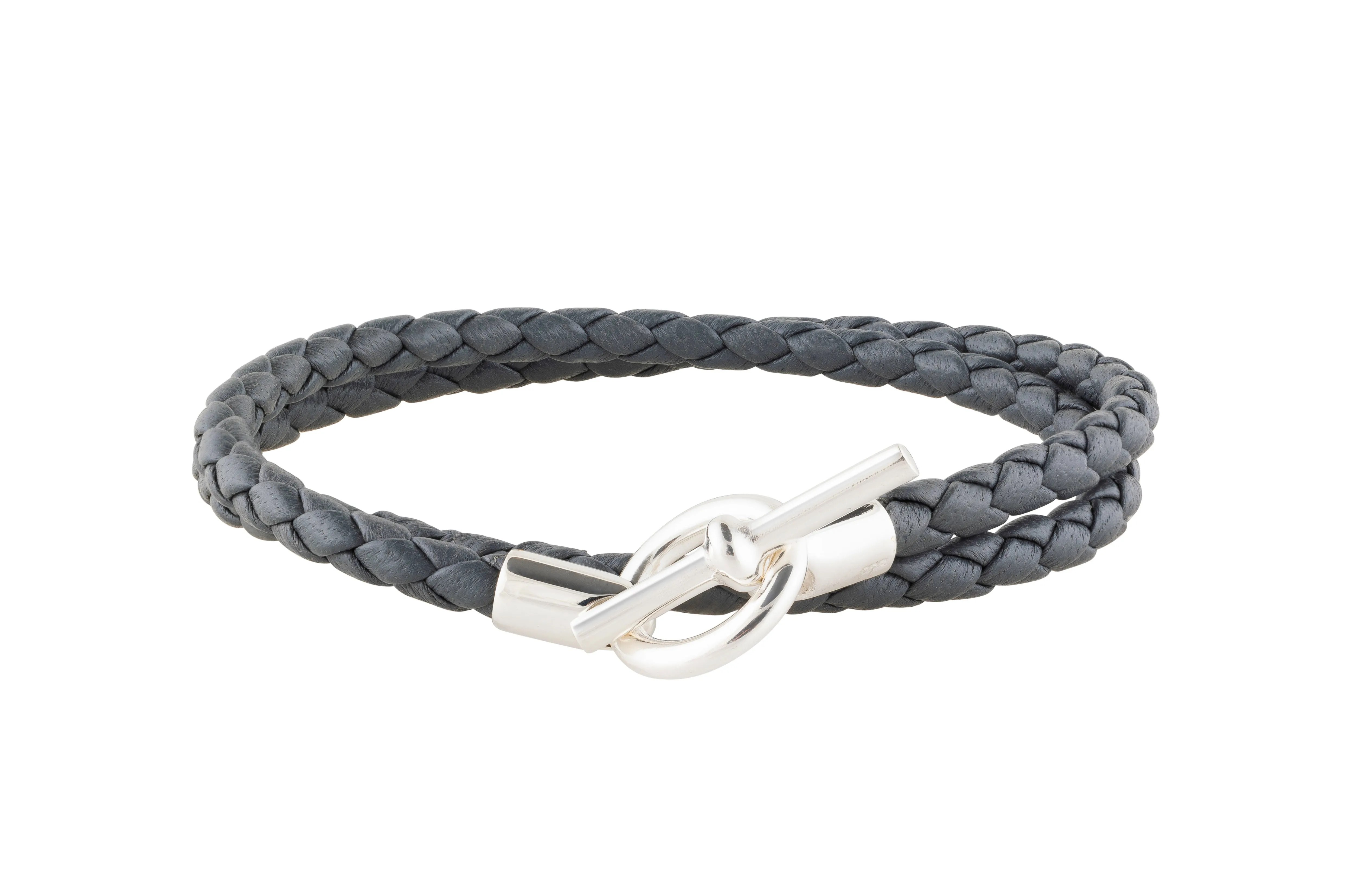 Fossil Grey Leather Double Wrap - Diplomacy
