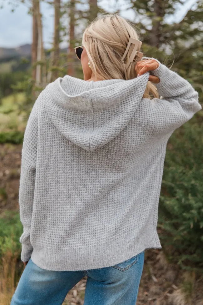 Found Your Love Grey Oversized Waffle Hooded Sweater FINAL SALE