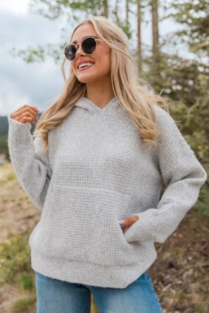 Found Your Love Grey Oversized Waffle Hooded Sweater FINAL SALE