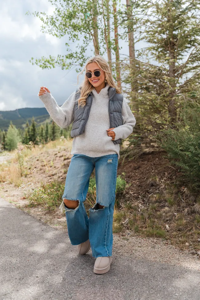 Found Your Love Grey Oversized Waffle Hooded Sweater FINAL SALE