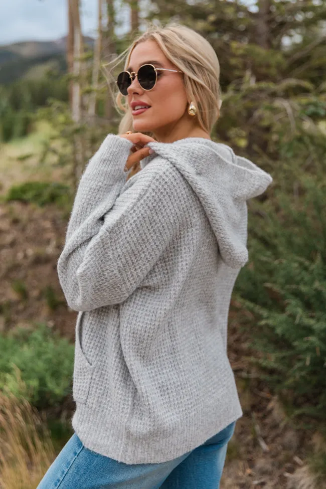 Found Your Love Grey Oversized Waffle Hooded Sweater FINAL SALE