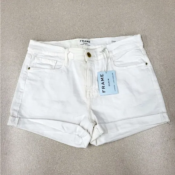 FRAME DENIM LE CUT OFF SHORTS,IN BLANC