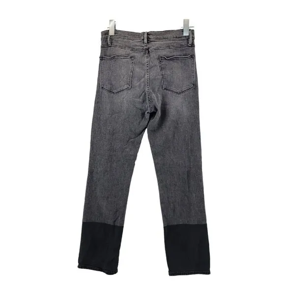 FRAME Le High Straight Jeans Sleepy Hollow Size 29 Gray Black Coated hem