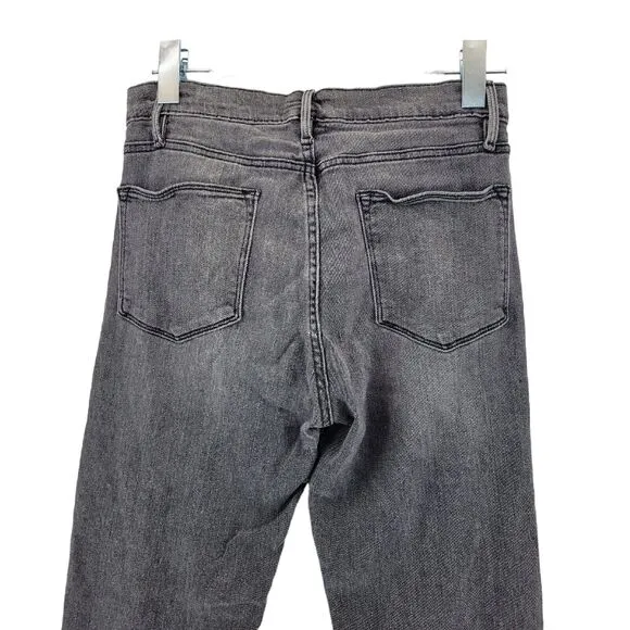 FRAME Le High Straight Jeans Sleepy Hollow Size 29 Gray Black Coated hem