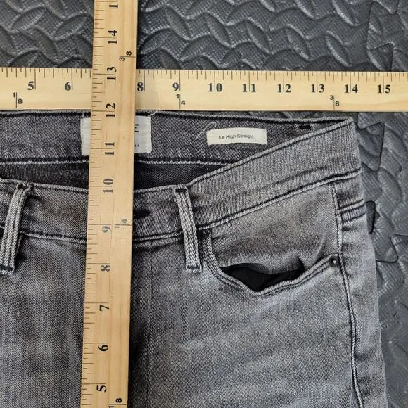 FRAME Le High Straight Jeans Sleepy Hollow Size 29 Gray Black Coated hem