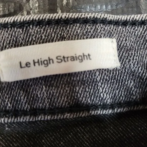 FRAME Le High Straight Jeans Sleepy Hollow Size 29 Gray Black Coated hem