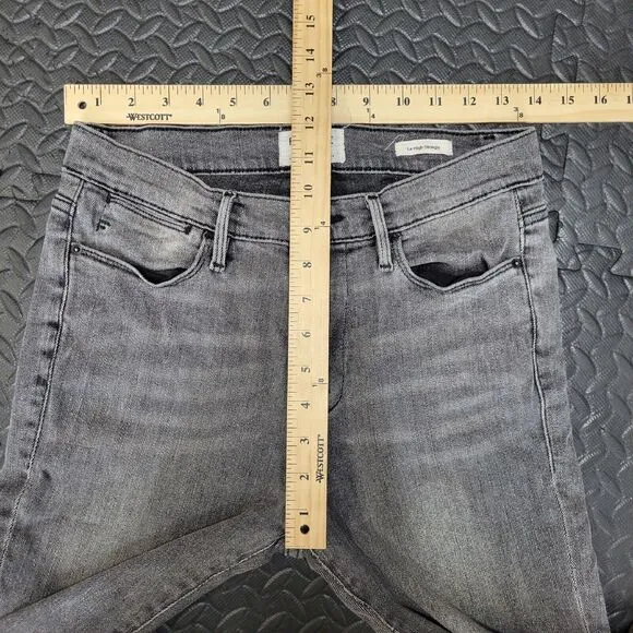 FRAME Le High Straight Jeans Sleepy Hollow Size 29 Gray Black Coated hem