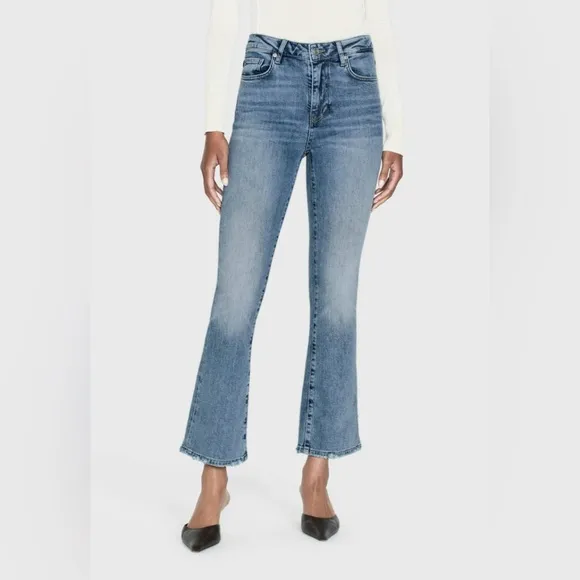 FRAME WOMENS LE CROP MINI BOOT WORN FRAY HIGH RISE JEANS IN WHIMSY SIZE 26