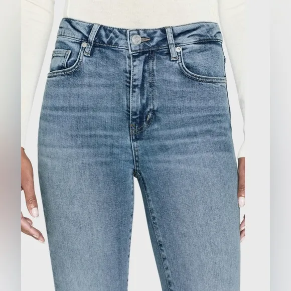 FRAME WOMENS LE CROP MINI BOOT WORN FRAY HIGH RISE JEANS IN WHIMSY SIZE 26