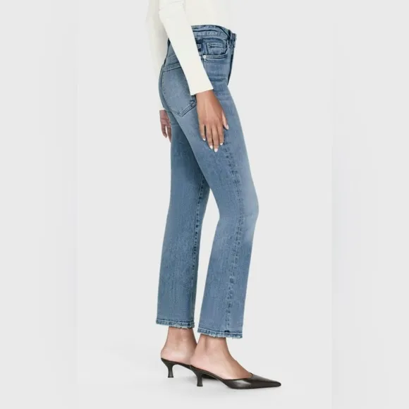 FRAME WOMENS LE CROP MINI BOOT WORN FRAY HIGH RISE JEANS IN WHIMSY SIZE 26