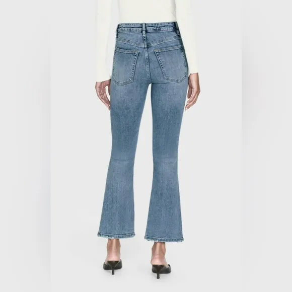 FRAME WOMENS LE CROP MINI BOOT WORN FRAY HIGH RISE JEANS IN WHIMSY SIZE 26