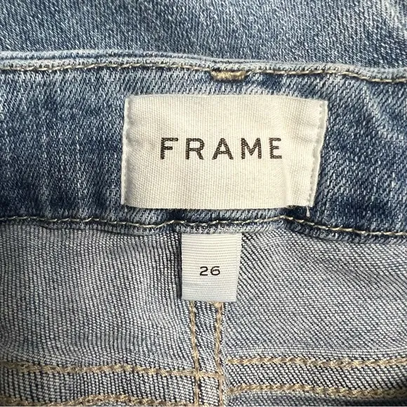 FRAME WOMENS LE CROP MINI BOOT WORN FRAY HIGH RISE JEANS IN WHIMSY SIZE 26