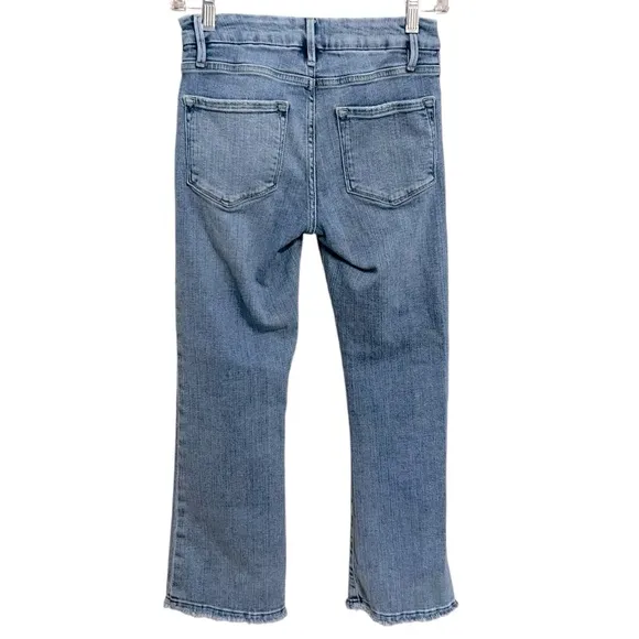 FRAME WOMENS LE CROP MINI BOOT WORN FRAY HIGH RISE JEANS IN WHIMSY SIZE 26