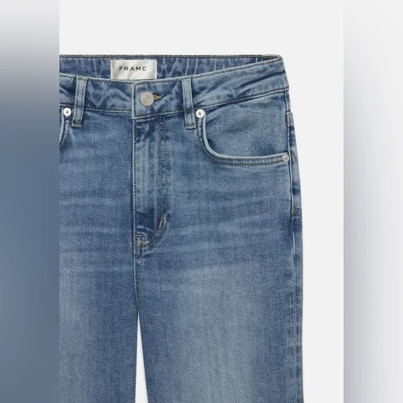FRAME WOMENS LE CROP MINI BOOT WORN FRAY HIGH RISE JEANS IN WHIMSY SIZE 26
