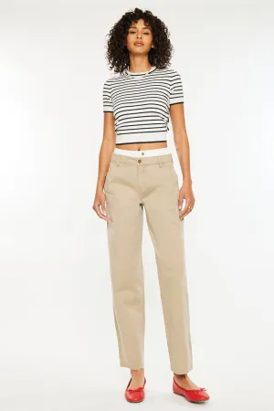 Francine Mid Rise Double Waistband Straight Pants