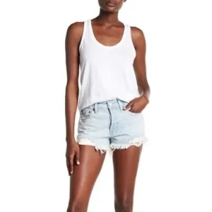 Free people light distressed denim shorts