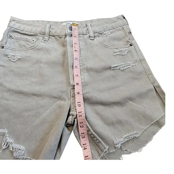 Free People We The Free Baggy Tomboy Button Fly Distressed High Rise Denim Short