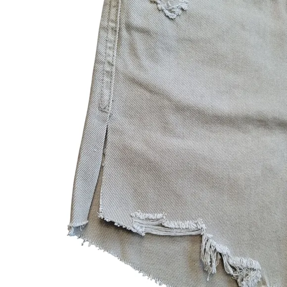 Free People We The Free Baggy Tomboy Button Fly Distressed High Rise Denim Short