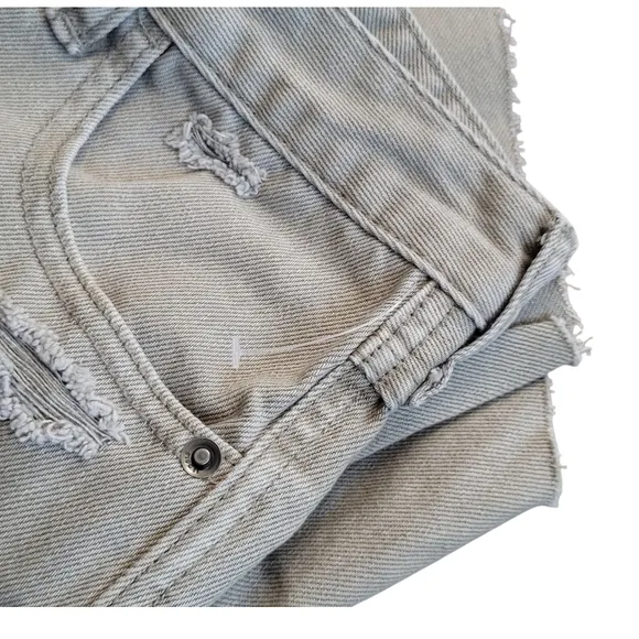 Free People We The Free Baggy Tomboy Button Fly Distressed High Rise Denim Short