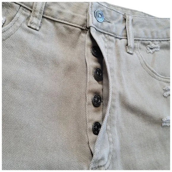 Free People We The Free Baggy Tomboy Button Fly Distressed High Rise Denim Short