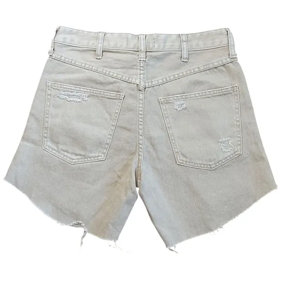 Free People We The Free Baggy Tomboy Button Fly Distressed High Rise Denim Short