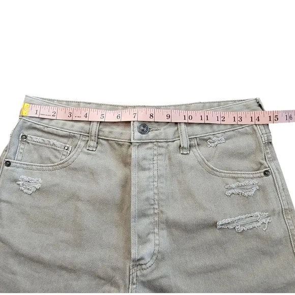 Free People We The Free Baggy Tomboy Button Fly Distressed High Rise Denim Short