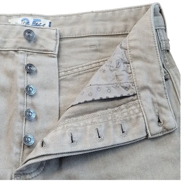 Free People We The Free Baggy Tomboy Button Fly Distressed High Rise Denim Short