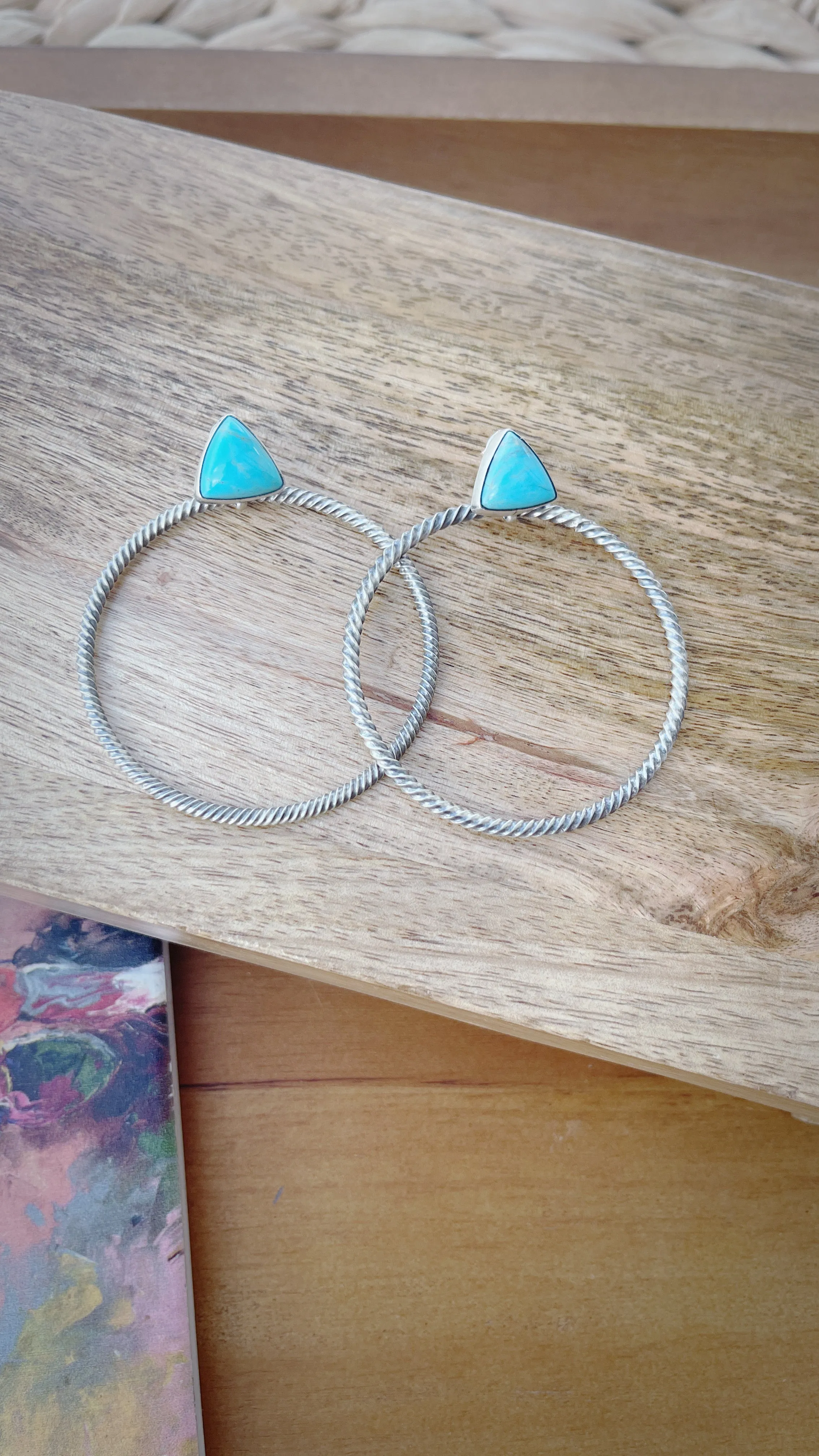 G3 Kacey Turquoise and Silver Hoops
