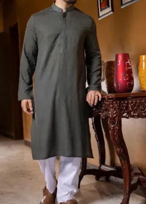 Gents Kurta Design in Dark Green color with White shalwar - Men6