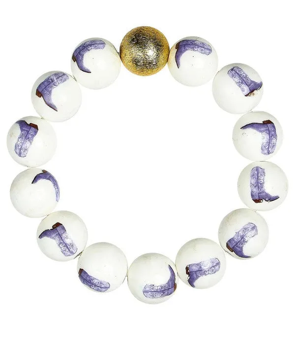 Georgia Cowboy Boot Beaded Bracelet - Purple - Sample Sale - Final Sale