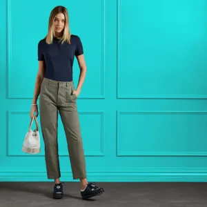 G/Fore Italian Cotton Twill High Raise Straight Womens Tapered Pants - Isle