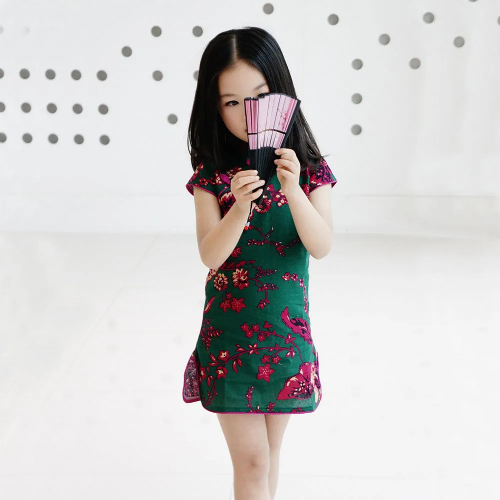 Girls Mianma cheongsam parent-child femelle skirt little girl scout summer Tangzhuang Qipao dresses