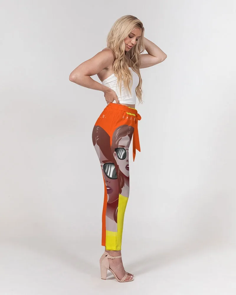 G.M.O.B. Women's Sunflower Belted Tapered Pants