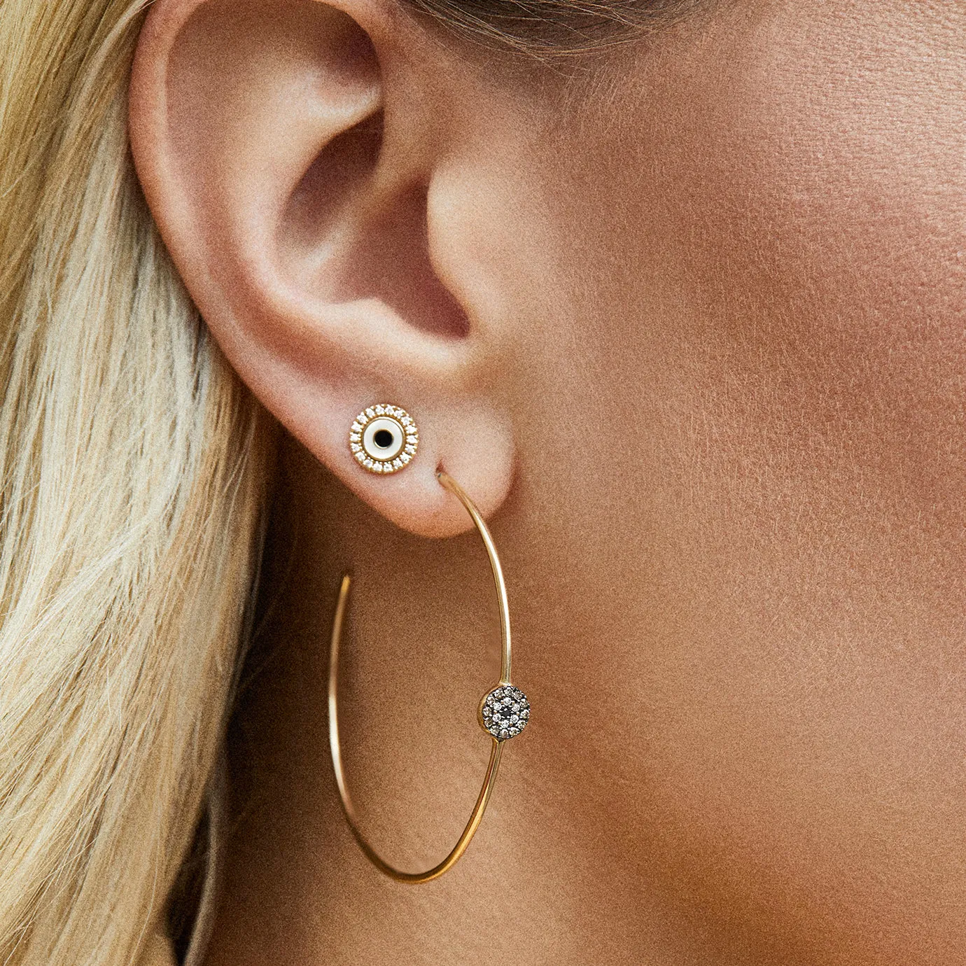 Gold & Enamel Small Eye Stud