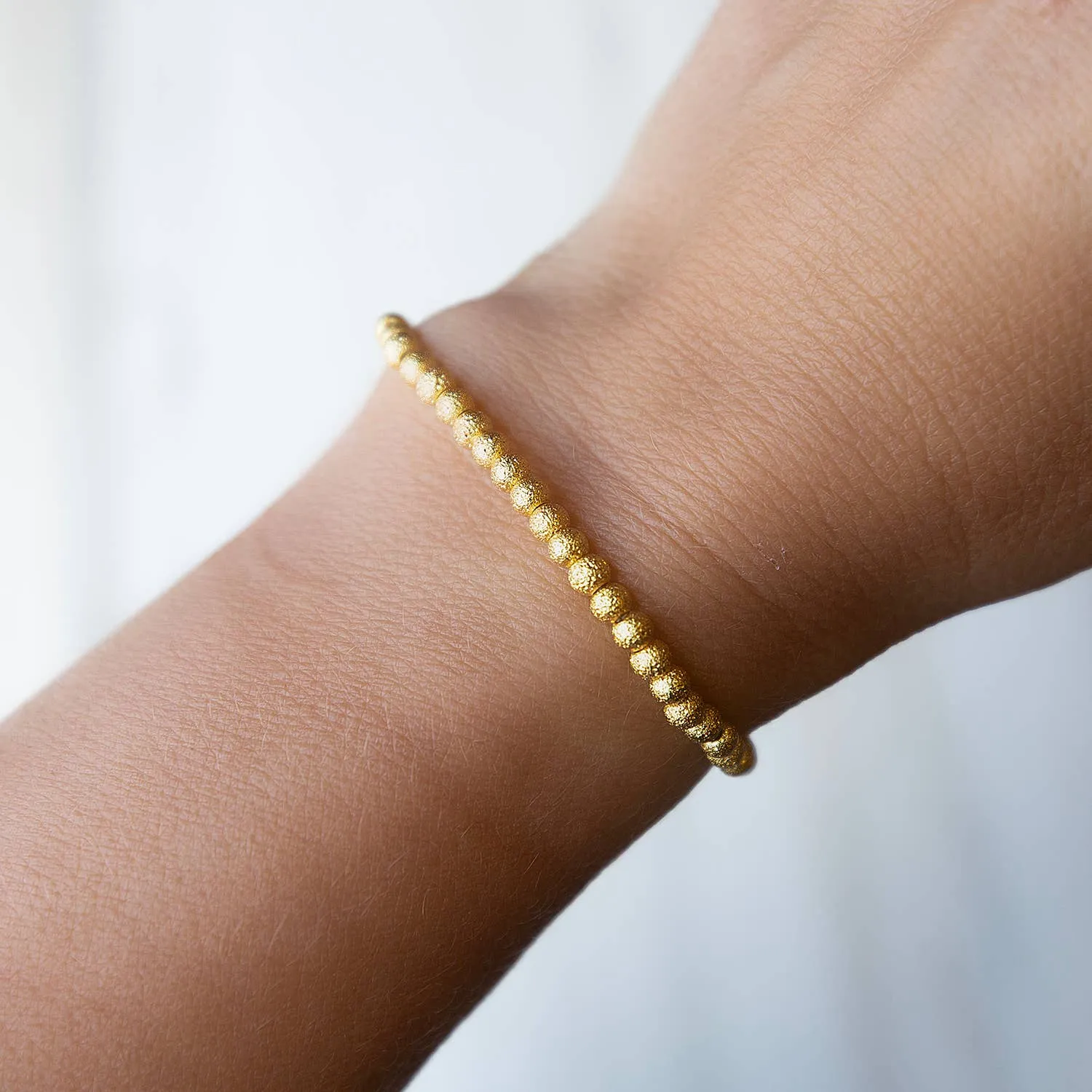 Gold Beaded Bracelets-4mm, Textured