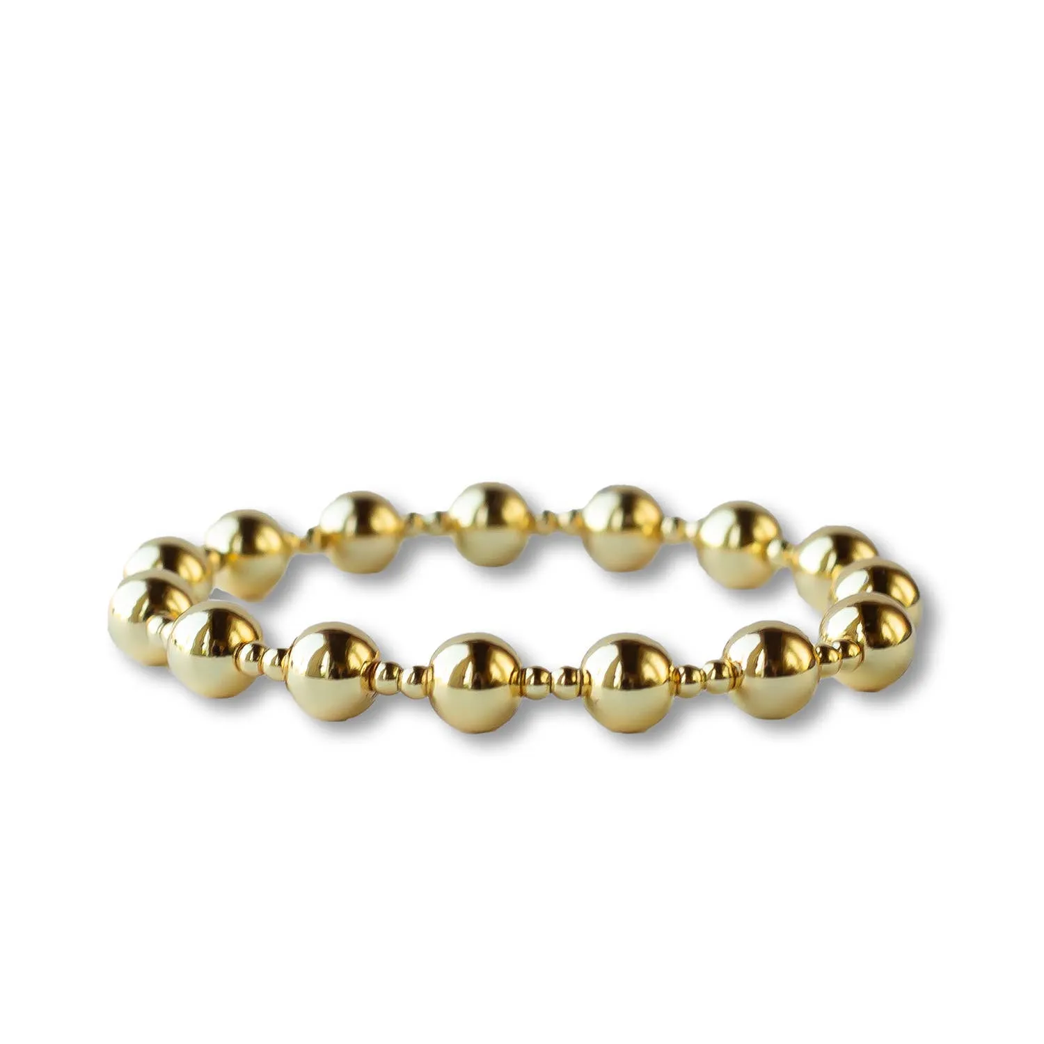 Gold Beaded Bracelets-Duo, Smooth, Stretch