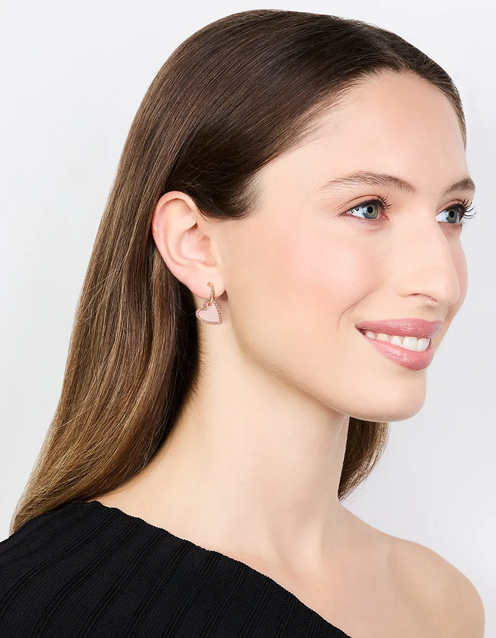 Gold Heart Drop Huggie Earrings