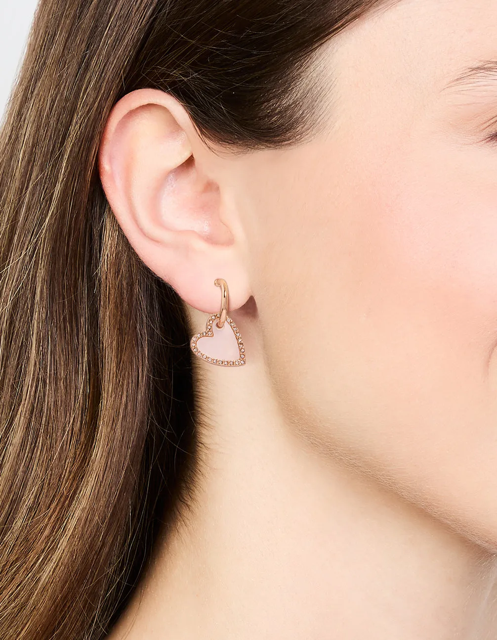 Gold Heart Drop Huggie Earrings