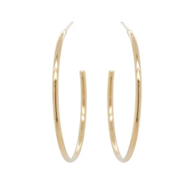Gold Large "Round Wire" Hoop Earrings